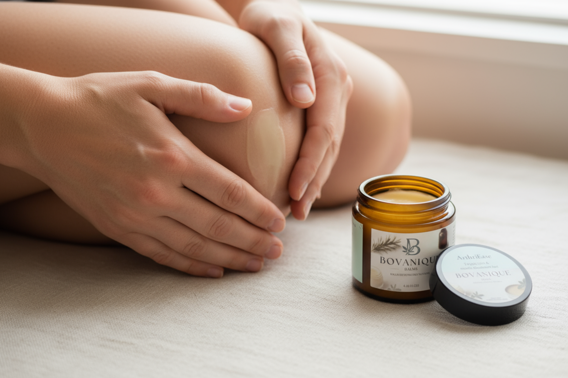 Applying ArthriEase balm to sore muscles and joints

