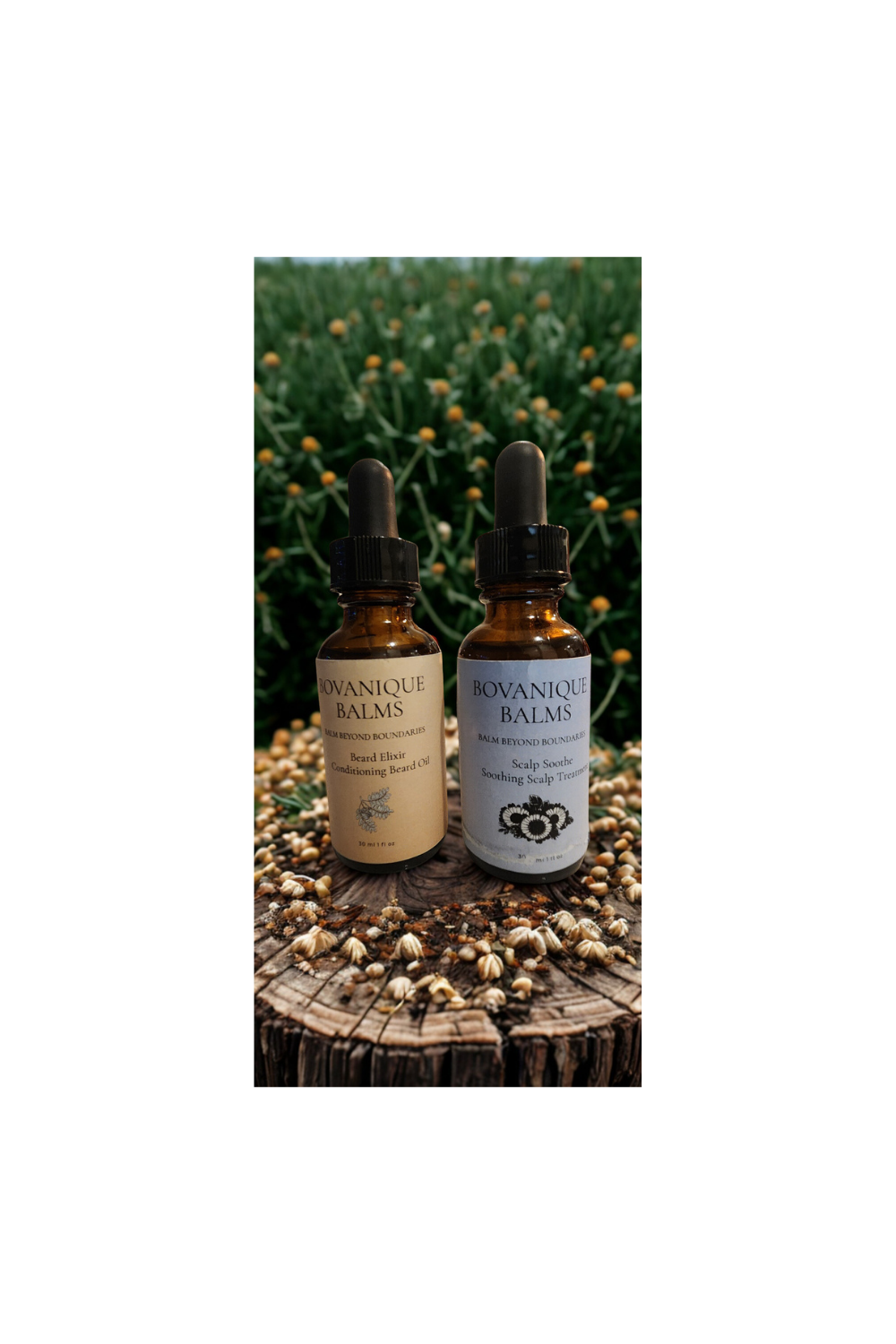 Beard Care Duo natural beard elixir and scalp soothe oil set, vegan botanical grooming BC