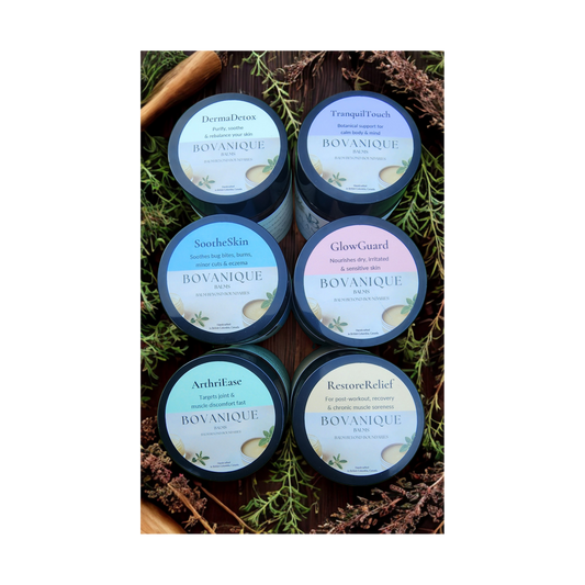 Complete Wellness Set - All 6 Bovanique botanical balms for pain relief, sleep, stress, and skin health