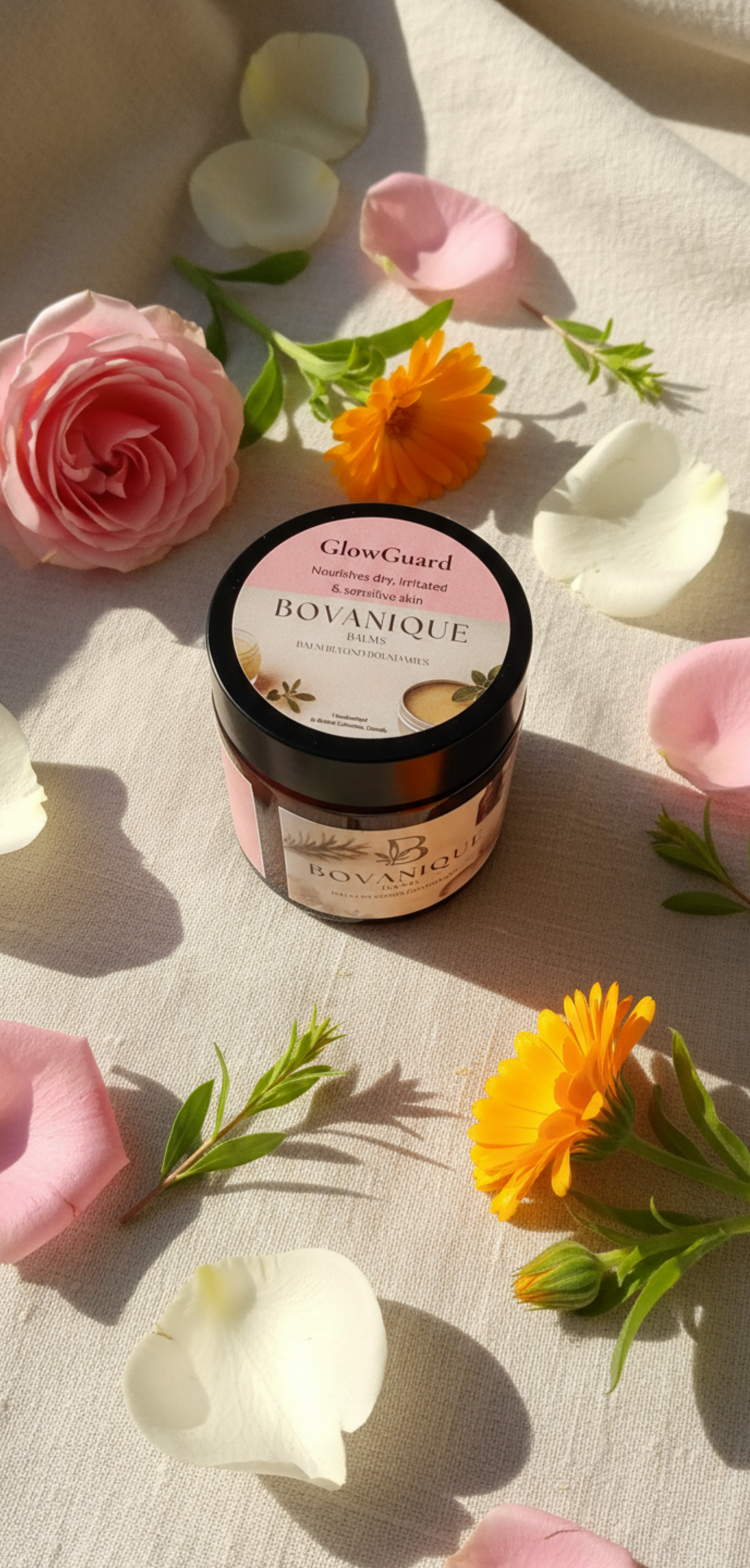 Natural brightening face balm with rosehip and calendula - GlowGuard radiance balm for glowing skin handcrafted in Vancouver BC