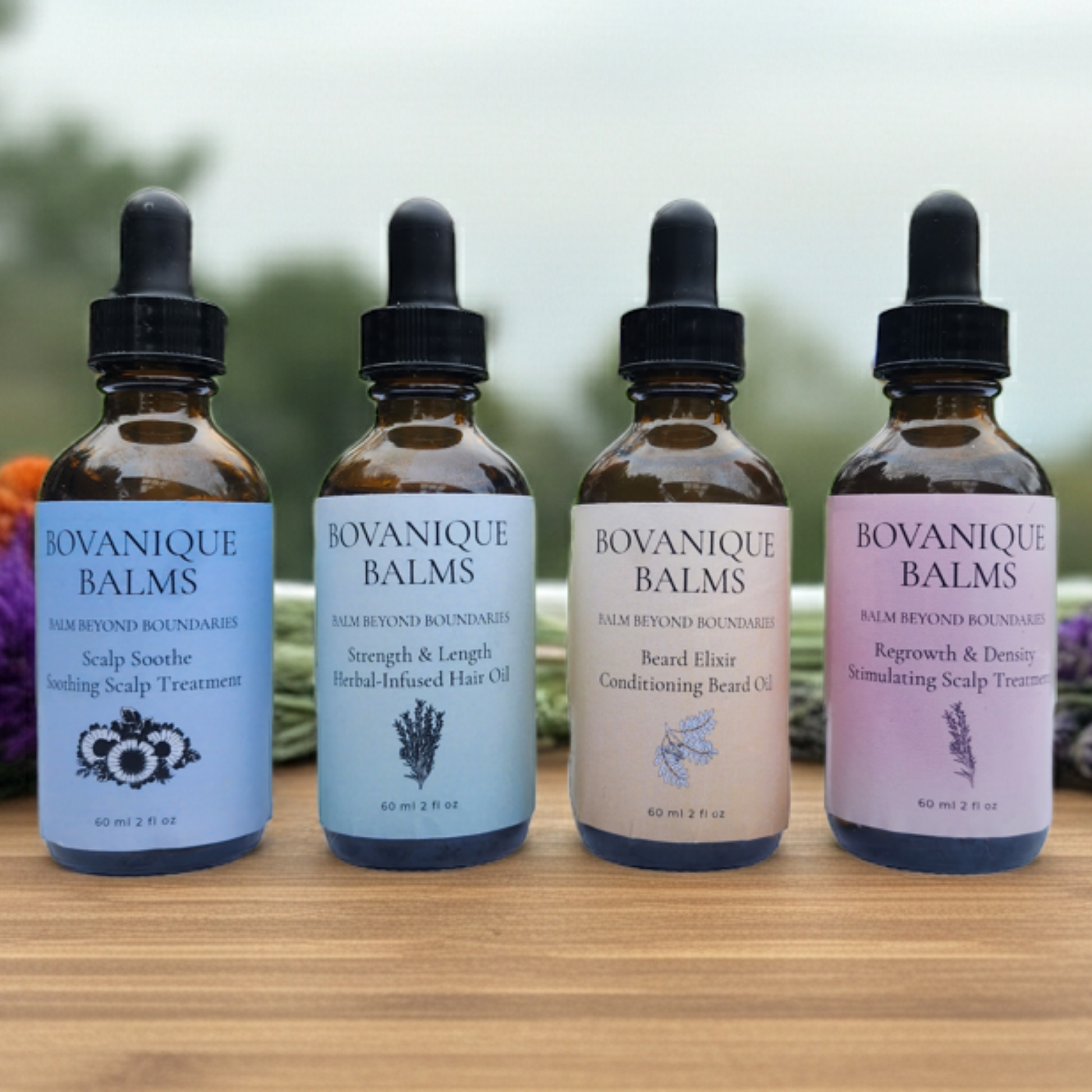 Complete Hair Oil Collection all 4 Bovanique natural hair and beard oils, vegan handcrafted BC