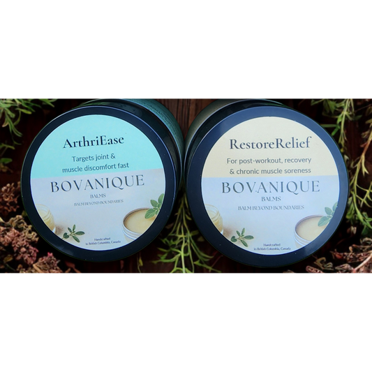 Pain Relief Duo Bundle - ArthriEase and RestoreRelief natural balms for joint and muscle pain