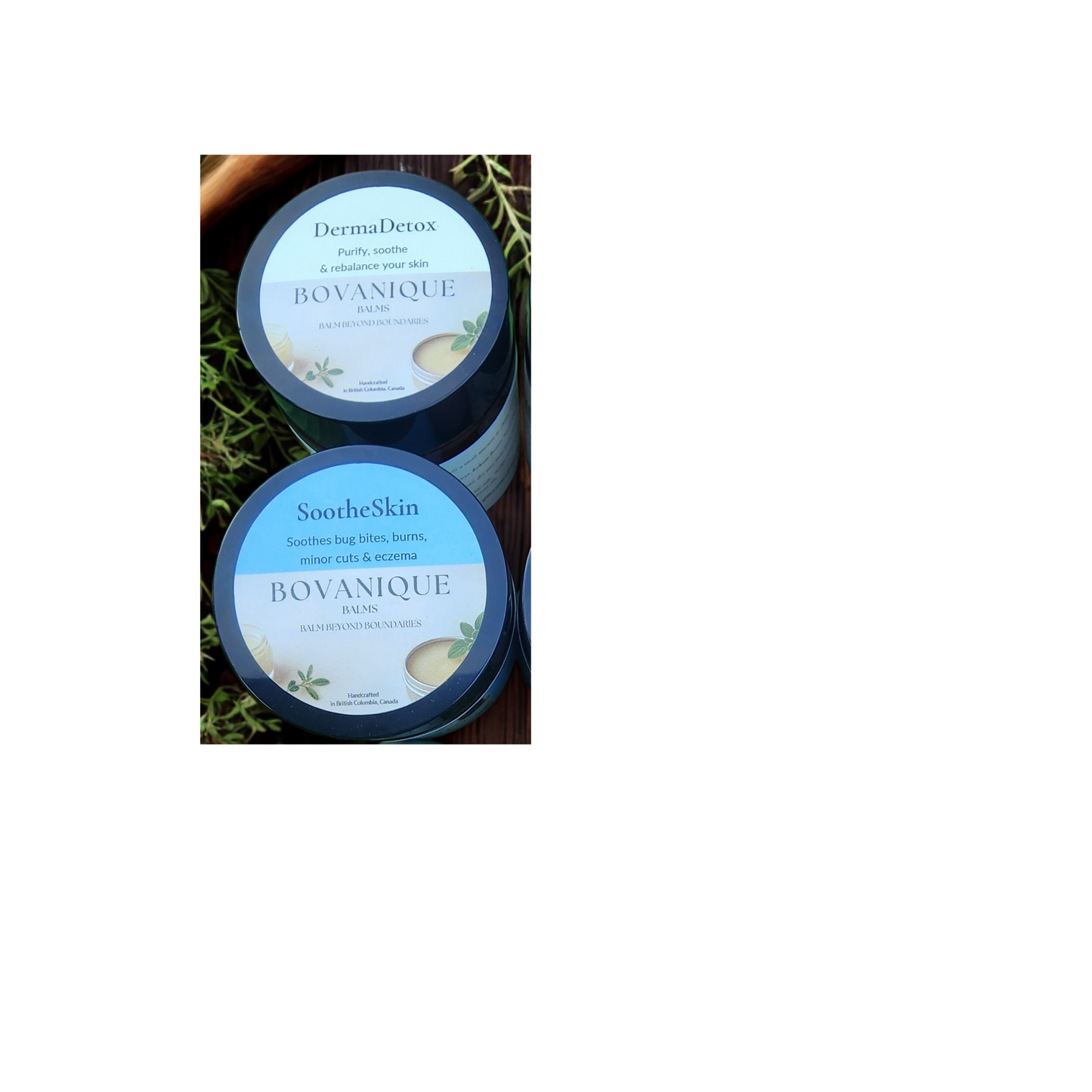 Skin Health Essentials SootheSkin and DermaDetox natural skin care bundle, handcrafted in BC